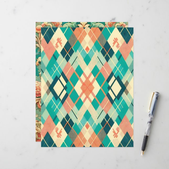 Sonnenuntergang auf dem Gemusterten Scrapbook (Vorderseite/Rückseite Beispiel)