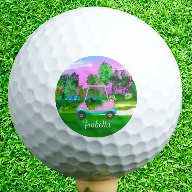 Sonnenuntergang auf dem Golfplatz Pink Leather Gol Golfball (Von Creator hochgeladen)