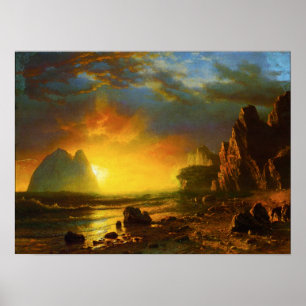 Sonnenuntergang auf dem Kalifornien-Küsten-Plakat Poster