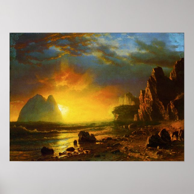Sonnenuntergang auf dem kalifornischen Küstenposte Poster (Vorne)