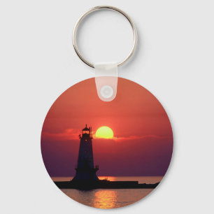 Sonnenuntergang auf dem Leuchtturm Schlüsselanhänger