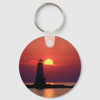 Sonnenuntergang auf dem Leuchtturm Schlüsselanhänger