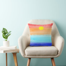 Sonnenuntergang auf dem Meer Aquarell Abstrakte Ku Kissen