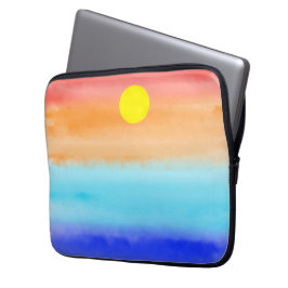 Sonnenuntergang auf dem Meer Aquarell Abstrakte Ku Laptopschutzhülle