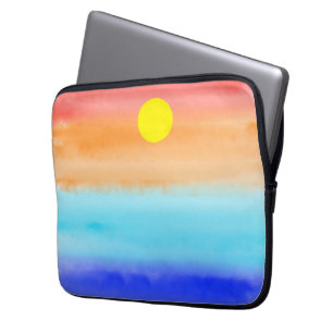 Sonnenuntergang auf dem Meer Aquarell Abstrakte Ku Laptopschutzhülle