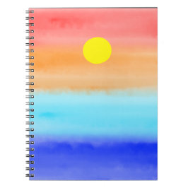 Sonnenuntergang auf dem Meer Aquarell Abstrakte Ku Notizblock