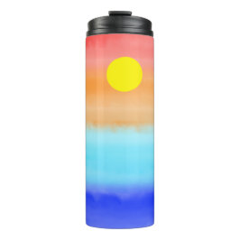 Sonnenuntergang auf dem Meer Aquarell Abstrakte Ku Thermosbecher