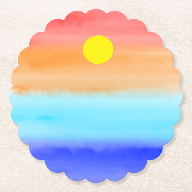 Sonnenuntergang auf dem Meer Aquarell Abstrakte Ku Untersetzer (Vorderseite)