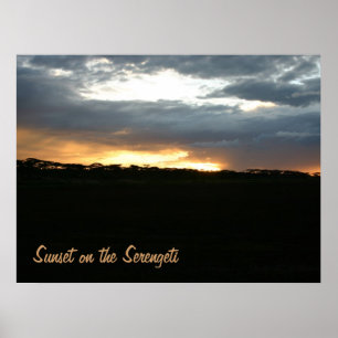 Sonnenuntergang auf dem Serengeti - Drucken Poster
