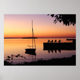 Sonnenuntergang auf dem Silhouette Poster