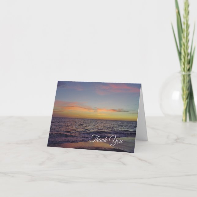 Sonnenuntergang auf dem Strand Dankeskarte (Vorderseite)