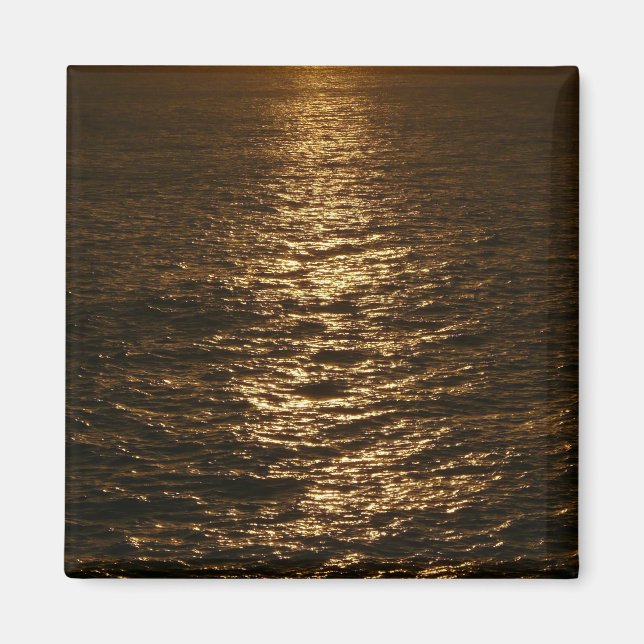Sonnenuntergang auf dem Wasser Abstrakte Ozeanfoto Magnet (Vorne)