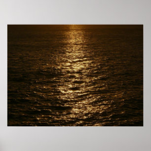 Sonnenuntergang auf dem Wasser Abstrakte Ozeanfoto Poster