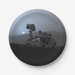 Sonnenuntergang auf den Mars Neugier Rover Pappteller
