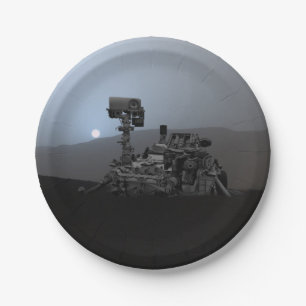 Sonnenuntergang auf den Mars Neugier Rover Pappteller
