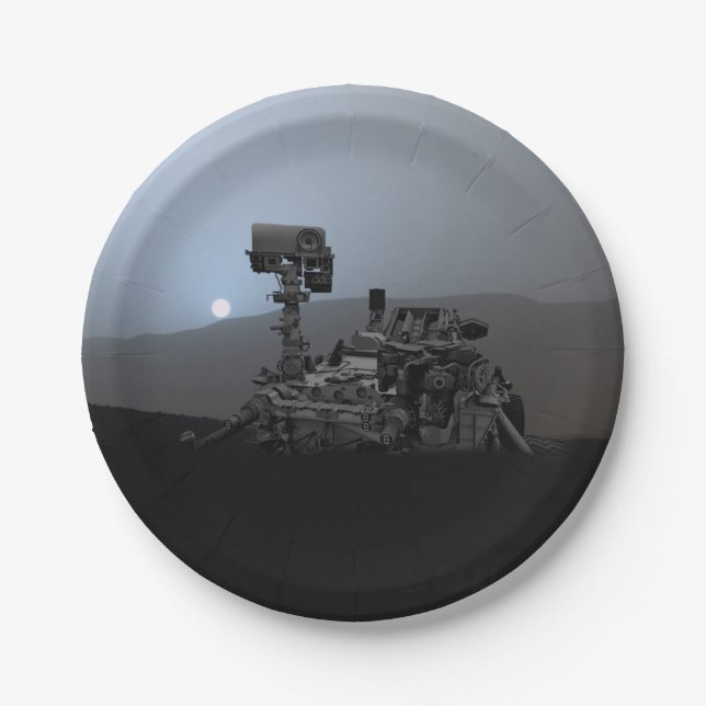 Sonnenuntergang auf den Mars Neugier Rover Pappteller (Vorderseite)