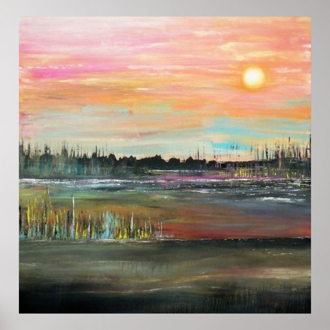 Sonnenuntergang auf der Bayou Poster (Vorne)