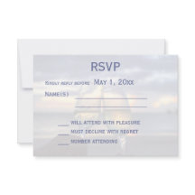 Sonnenuntergang auf der Beach-Hochzeit-RSVP-Karte