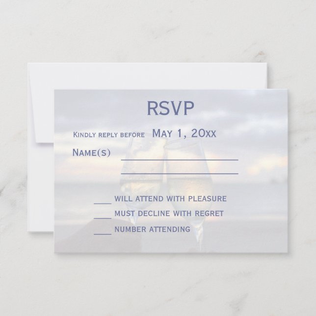 Sonnenuntergang auf der Beach-Hochzeit-RSVP-Karte RSVP Karte (Vorderseite)