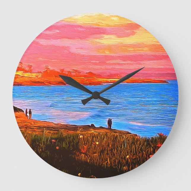 Sonnenuntergang auf der Clock an der Küste von San Große Wanduhr (Vorderseite)