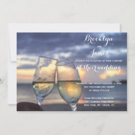 Sonnenuntergang auf der Hochzeit am Strand Einladung