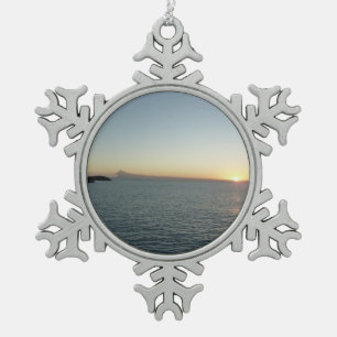 Sonnenuntergang auf der Insel Antigua II Seascape Schneeflocken Zinn-Ornament
