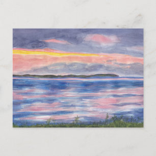 Sonnenuntergang auf der Insel Kelleys Wasserfarben Postkarte