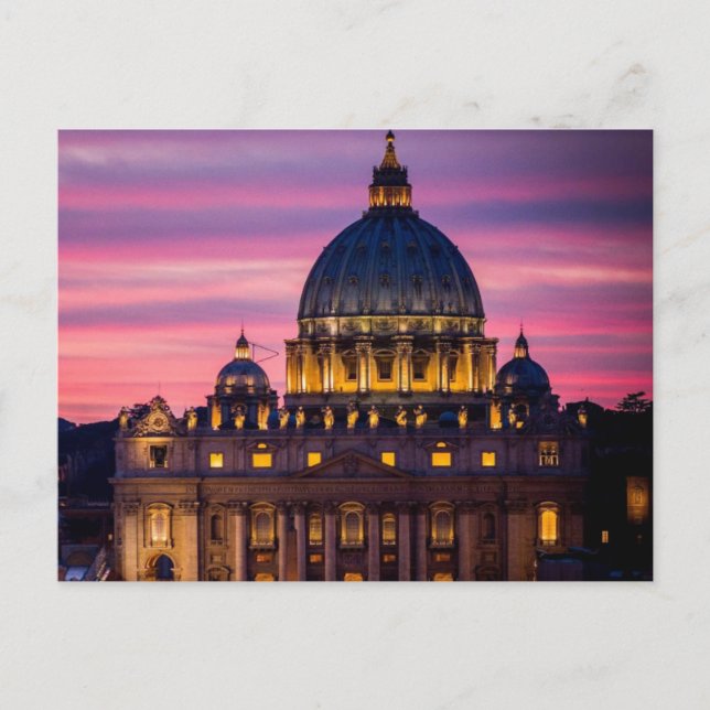 Sonnenuntergang auf der Postkarte der Vatikanstadt (Vorderseite)