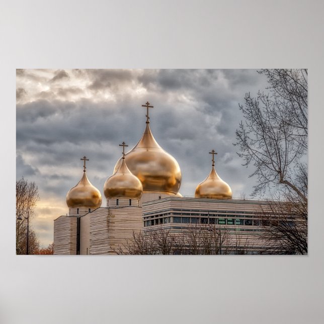 Sonnenuntergang auf der russisch-orthodoxen Kathed Poster (Vorne)