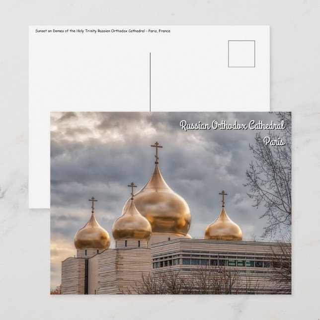 Sonnenuntergang auf der russisch-orthodoxen Kathed Postkarte (Vorne/Hinten)