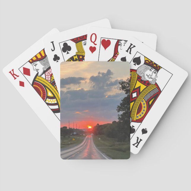 Sonnenuntergang auf der Straße Spielkarten (Rückseite)