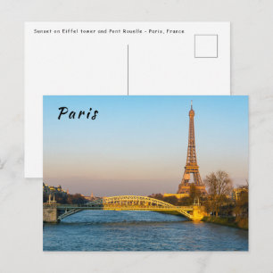 Sonnenuntergang auf Eiffelturm und Pont Rouelle -  Postkarte