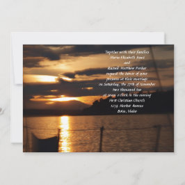 Sonnenuntergang auf einer Hochzeit mit dem Segelbo Einladung