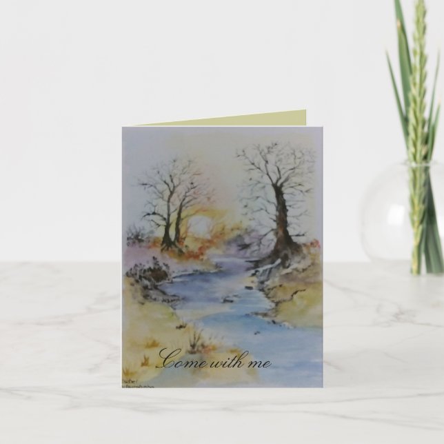 Sonnenuntergang auf Fluss und Landschaft Dankeskarte (Vorderseite)