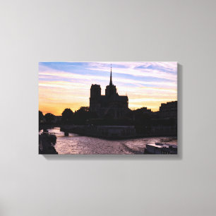 Sonnenuntergang auf Notre Dame de Paris Leinwanddruck