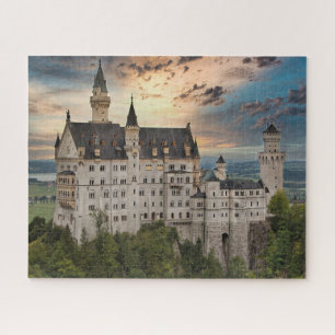 Sonnenuntergang auf Schloss Neuschwanstein, Deutsc