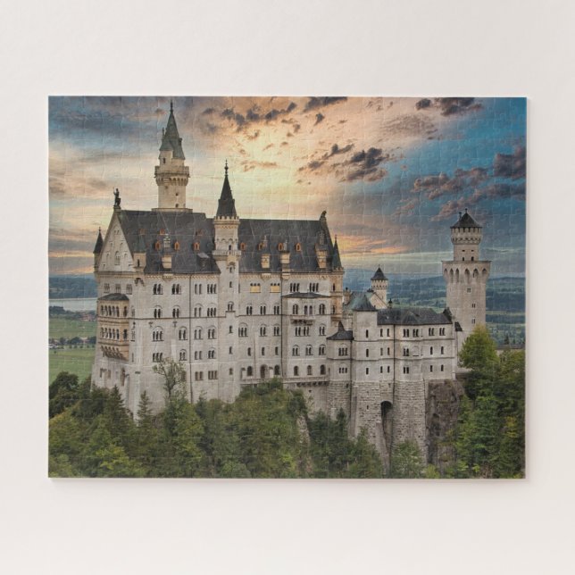 Sonnenuntergang auf Schloss Neuschwanstein, Deutsc (Horizontal)