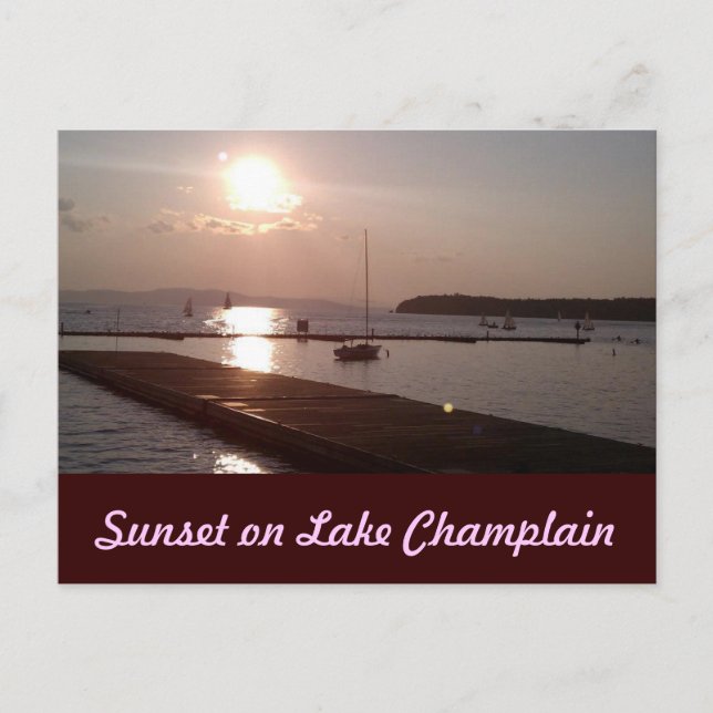 Sonnenuntergang auf See Champlain Burlington Postkarte (Vorderseite)