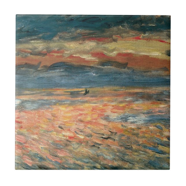 Sonnenuntergang auf See durch Pierre Renoir, Vinta Fliese (Vorderseite)