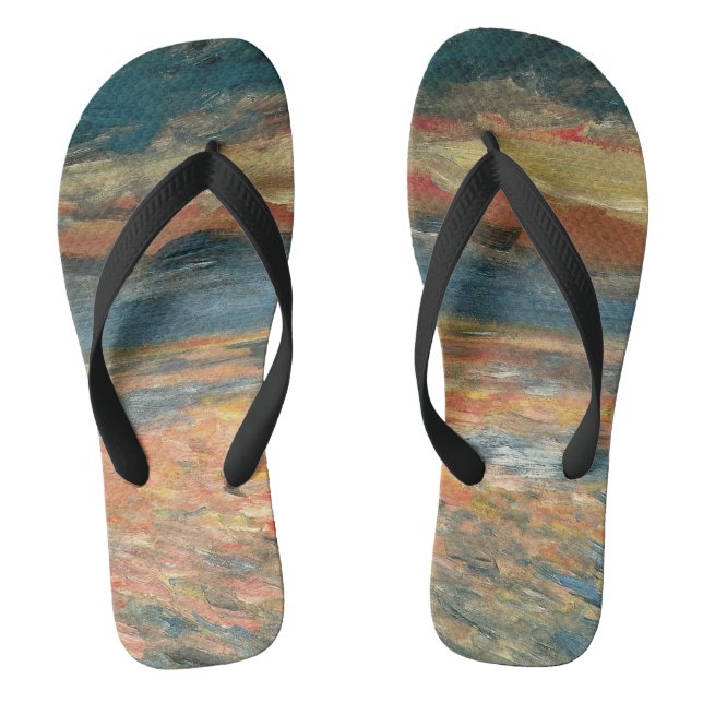 Sonnenuntergang auf See durch Pierre Renoir, Vinta Flip Flops (Fußbett)