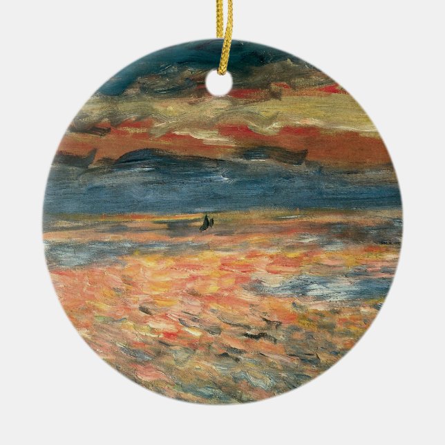 Sonnenuntergang auf See durch Pierre Renoir, Vinta Keramikornament (Vorne)