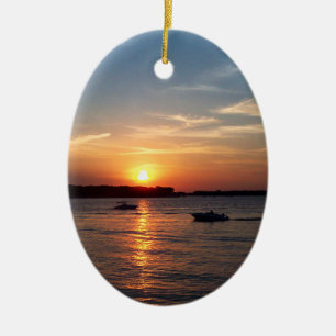 Sonnenuntergang auf See Okoboji, Iowa Keramikornament