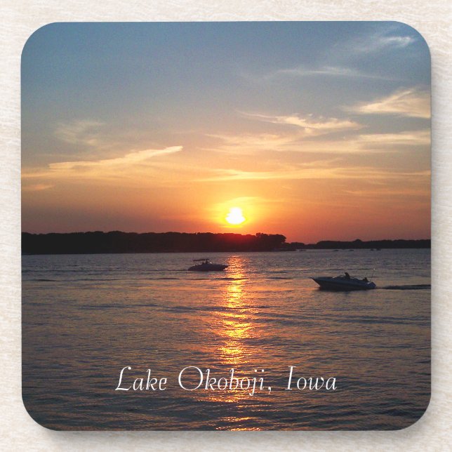Sonnenuntergang auf See Okoboji, Iowa Untersetzer (Vorderseite)