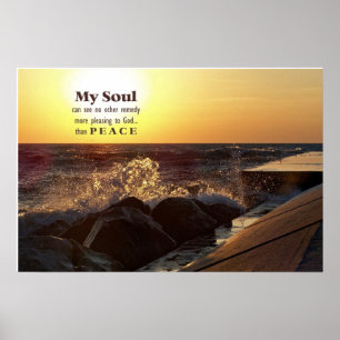 Sonnenuntergang auf Strandfelsen Zitat Poster