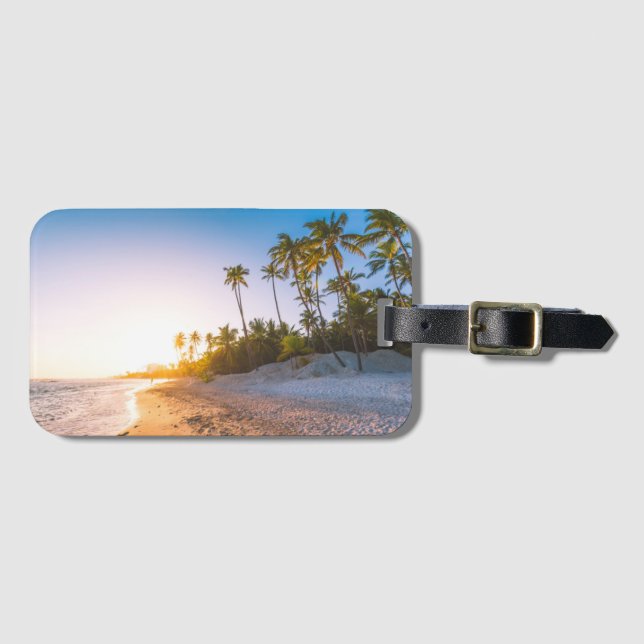 Sonnenuntergang auf tropischer Dominikanischer Gepäckanhänger (Vorderseite (Horizontal))