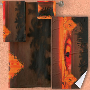 Sonnenuntergang Auge 2106 Badhandtuch Set