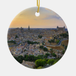 Sonnenuntergang Aussicht auf Toledo Spanien Keramik Ornament