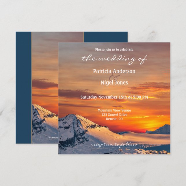 Sonnenuntergang Aussicht Hochzeit Einladung (Vorne/Hinten)