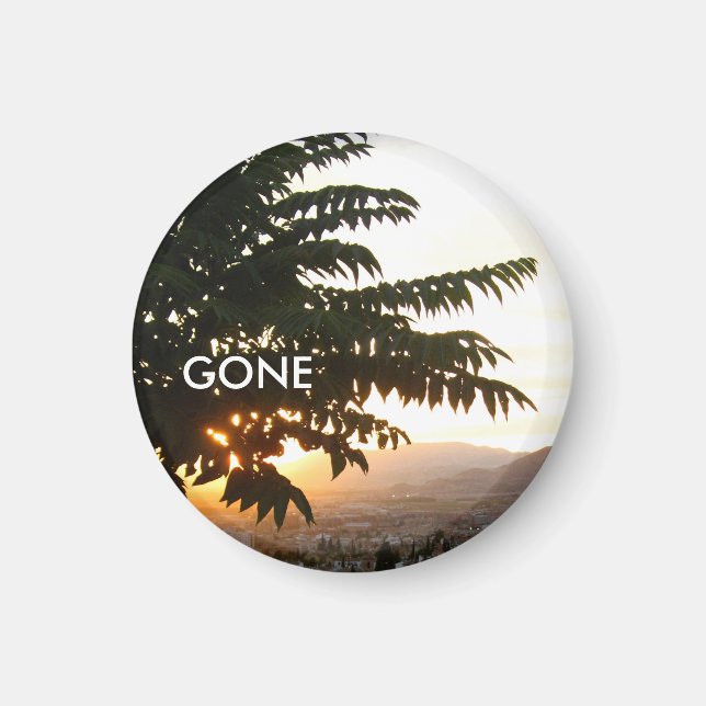 Sonnenuntergang Bäume Spanien Foto Runde Magnet (Vorne)