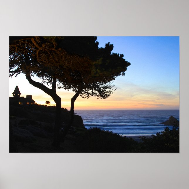 Sonnenuntergang, Beach House, Cliff Poster (Vorne)